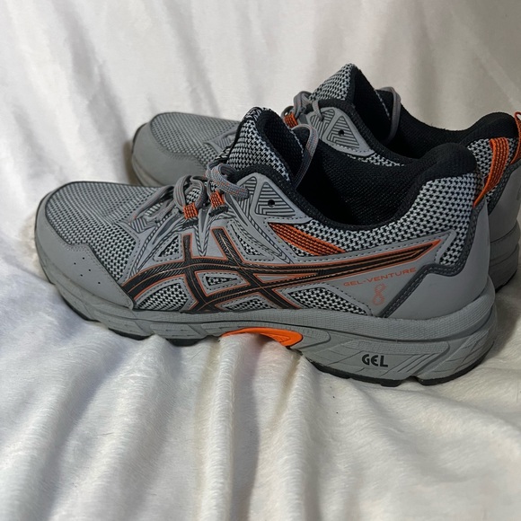 Asics Gray and Orange Athletic Sneakers - Picture 2 of 5